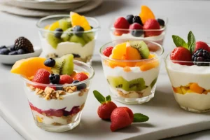 Fresh fruit cups and yogurt parfaits