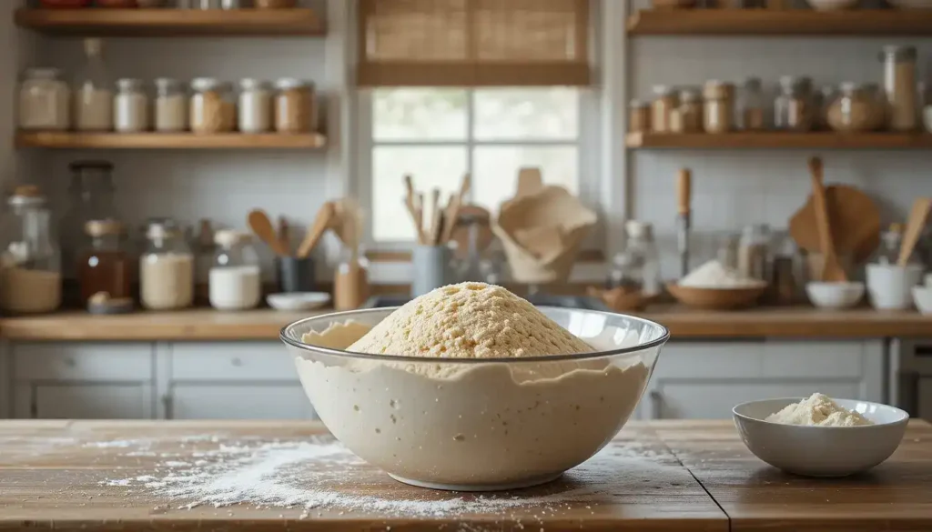 Mixing Gipfeli dough in a bowl