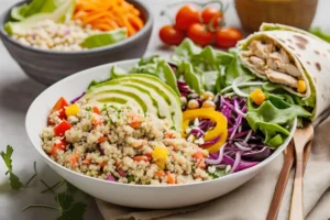 Healthy quinoa salad with chicken wrap