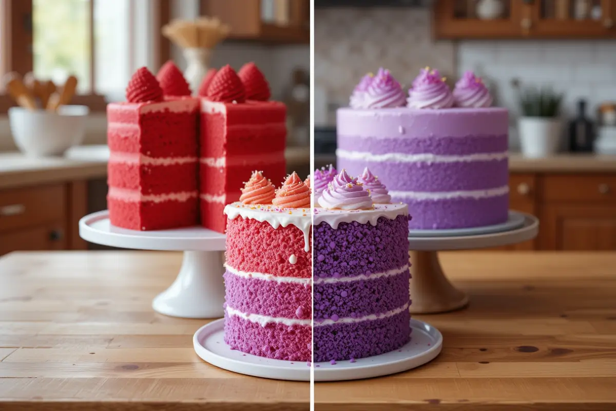 Red and Purple Velvet Comparison