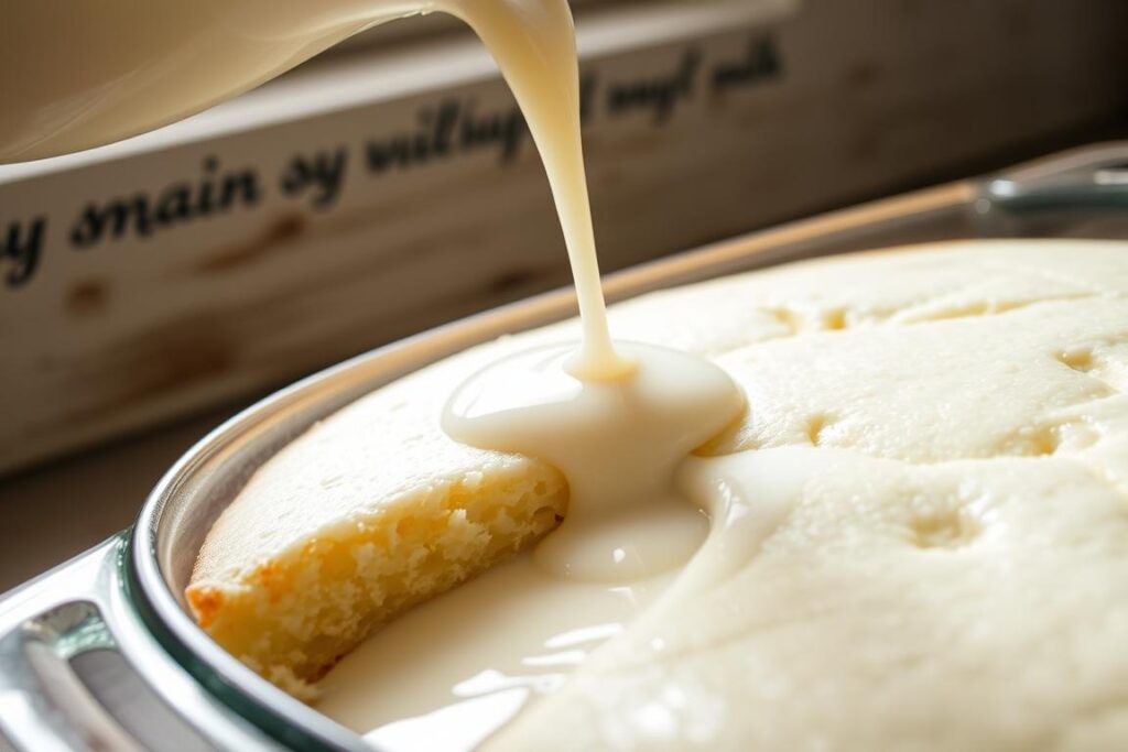 Tres Leches Cake Soaking