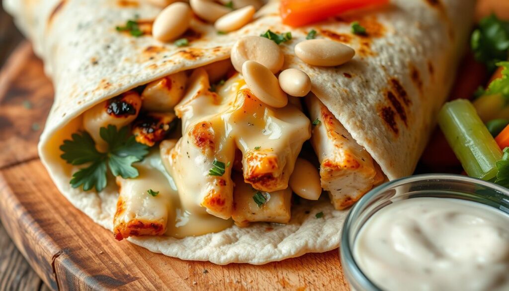 cheesy garlic chicken wraps