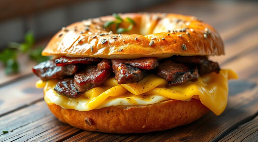 steak egg and cheese bagel