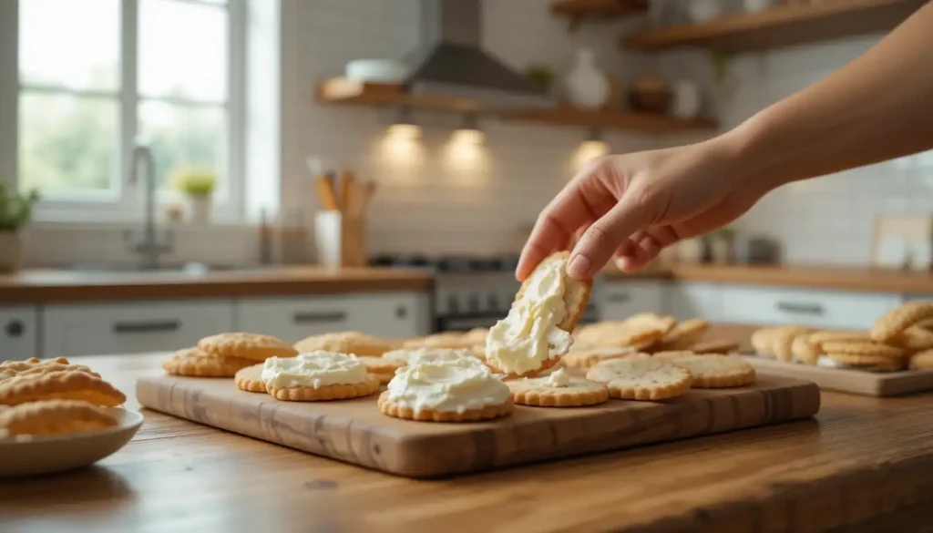 Cream Cheese Spread on Crackers