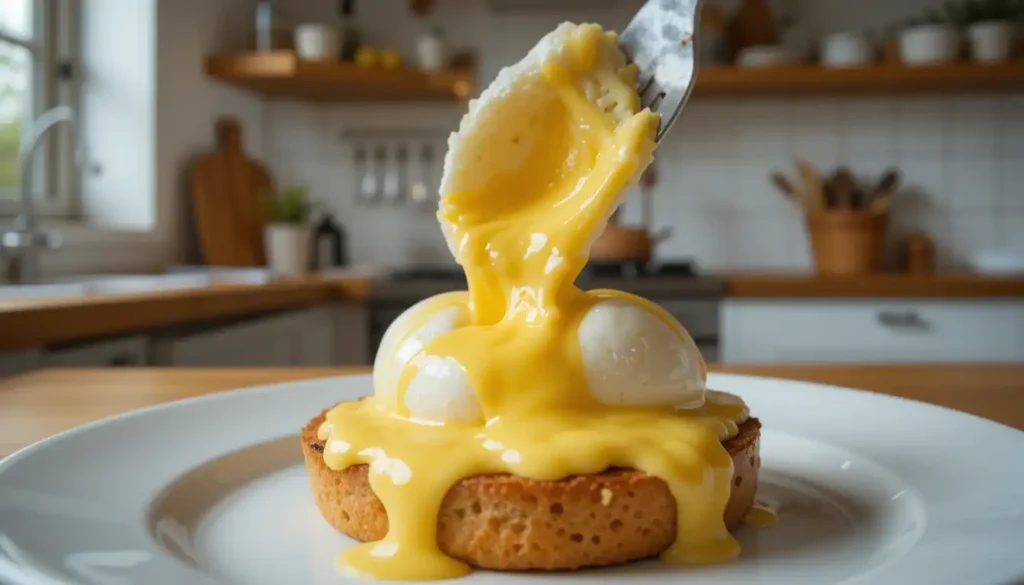 Decadent eggs with golden yolks and creamy hollandaise