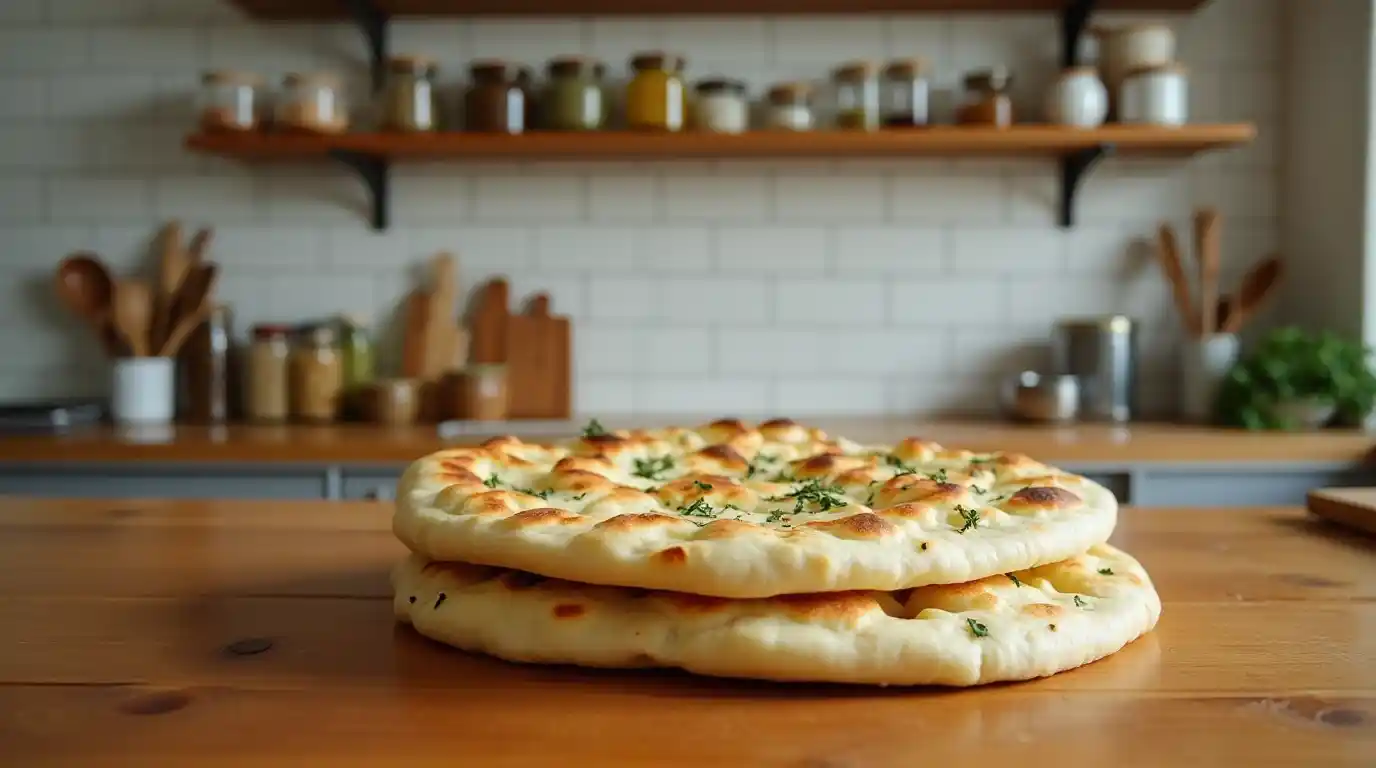 Cottage Cheese Flatbread on Wooden Table