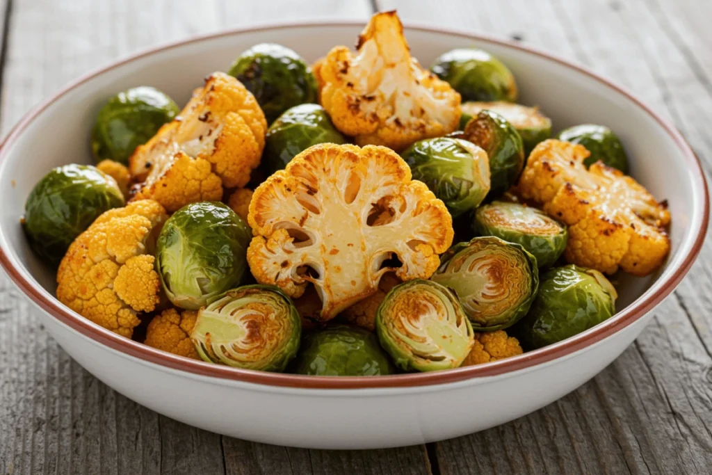 recipe for making spicy cauliflower and brussel sprouts