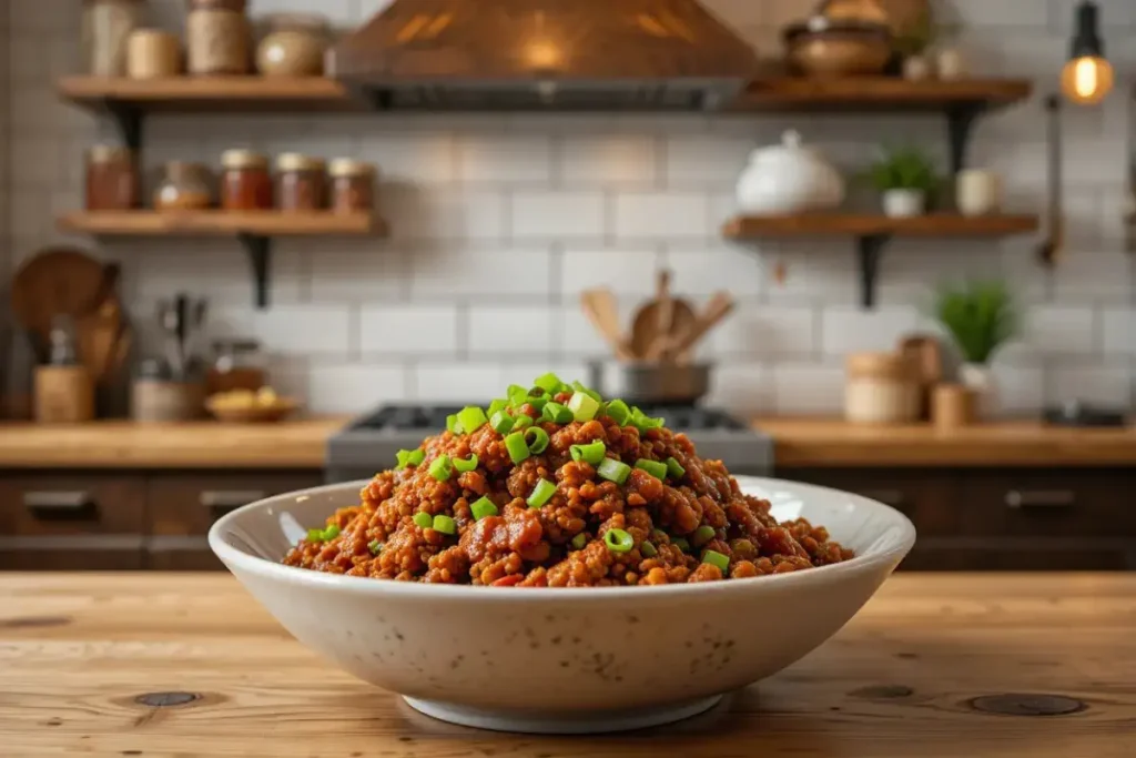 Ground Beef with Sweet Chili Sauce Ready