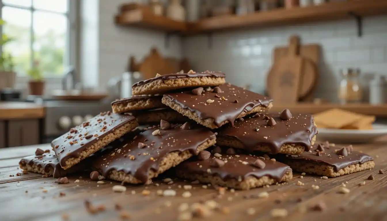 Close-up of Chocolate Covered Grahams