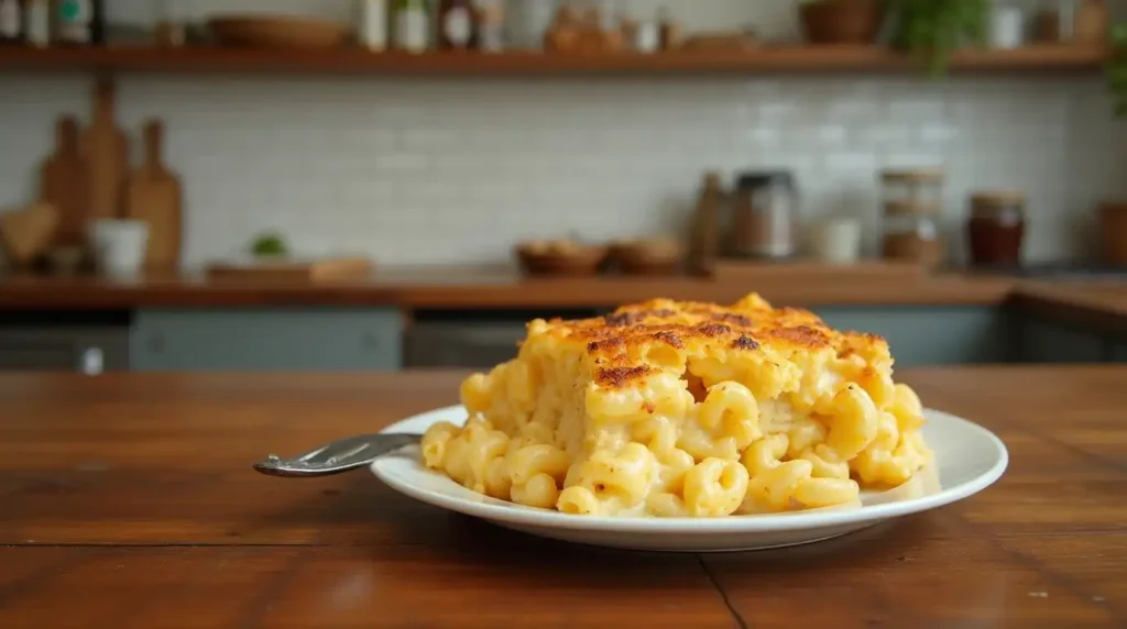 Serving Old Fashioned Baked Mac and Cheese