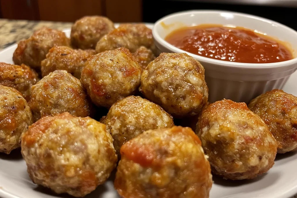 Plated Sausage Balls with Dipping Sauce